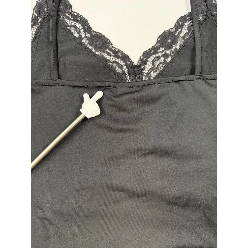 Zara Black Lace Trim Bodysuit Medium Lace Y2K